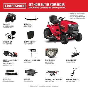 Craftsman 46" Automatic Gas Riding Lawn Mower with 18.5 HP* Briggs and Stratton Single-Cylinder Engine, Gas Lawn Tractor with Foot Pedal Control, Red