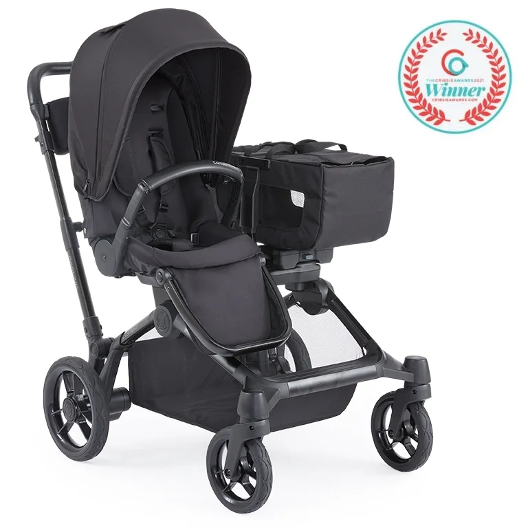 Contours Element Side-by-Side Convertible Toddler and Baby Stroller Single-to-Double, Reversible Seating Options, Infant Seat Compatible, UPF 50 Sun Canopy, Stealth Black