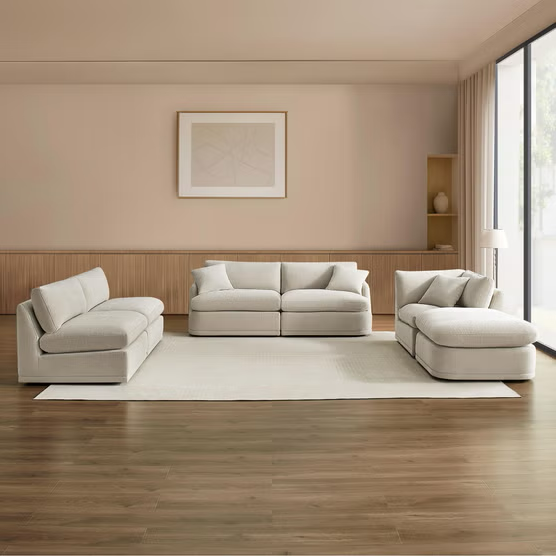Aiden & Ivy Hartley 6-piece Fabric Modular Sectional, Beige