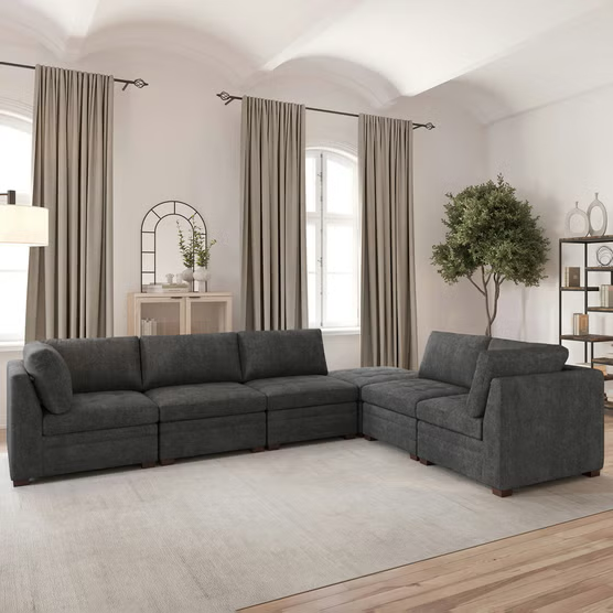 Thomasville Tisdale Modular Sectional 6-piece with Storage Ottoman, Dark Gray