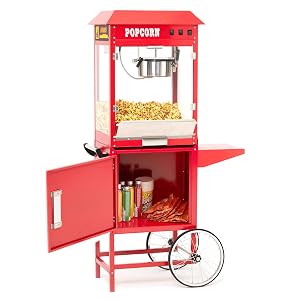Takywep Commercial Popcorn Maker Machine with Cart and 10 Oz Kettle, Red