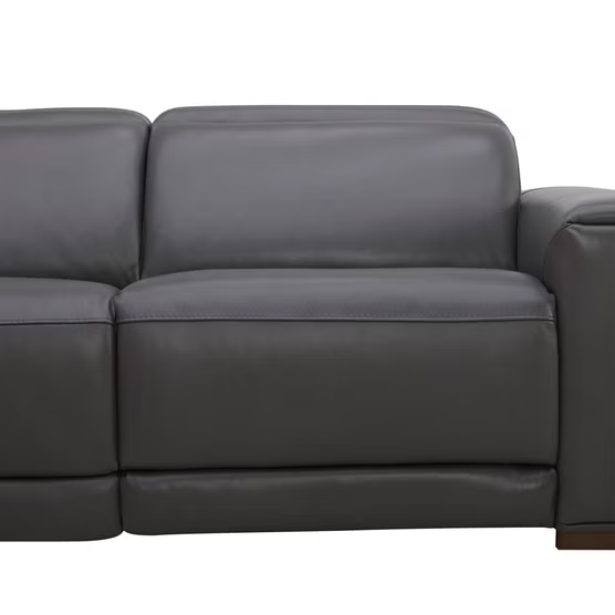 Aiden & Ivy Karson Leather Power Reclining Sectional with Power Headrests, Gray