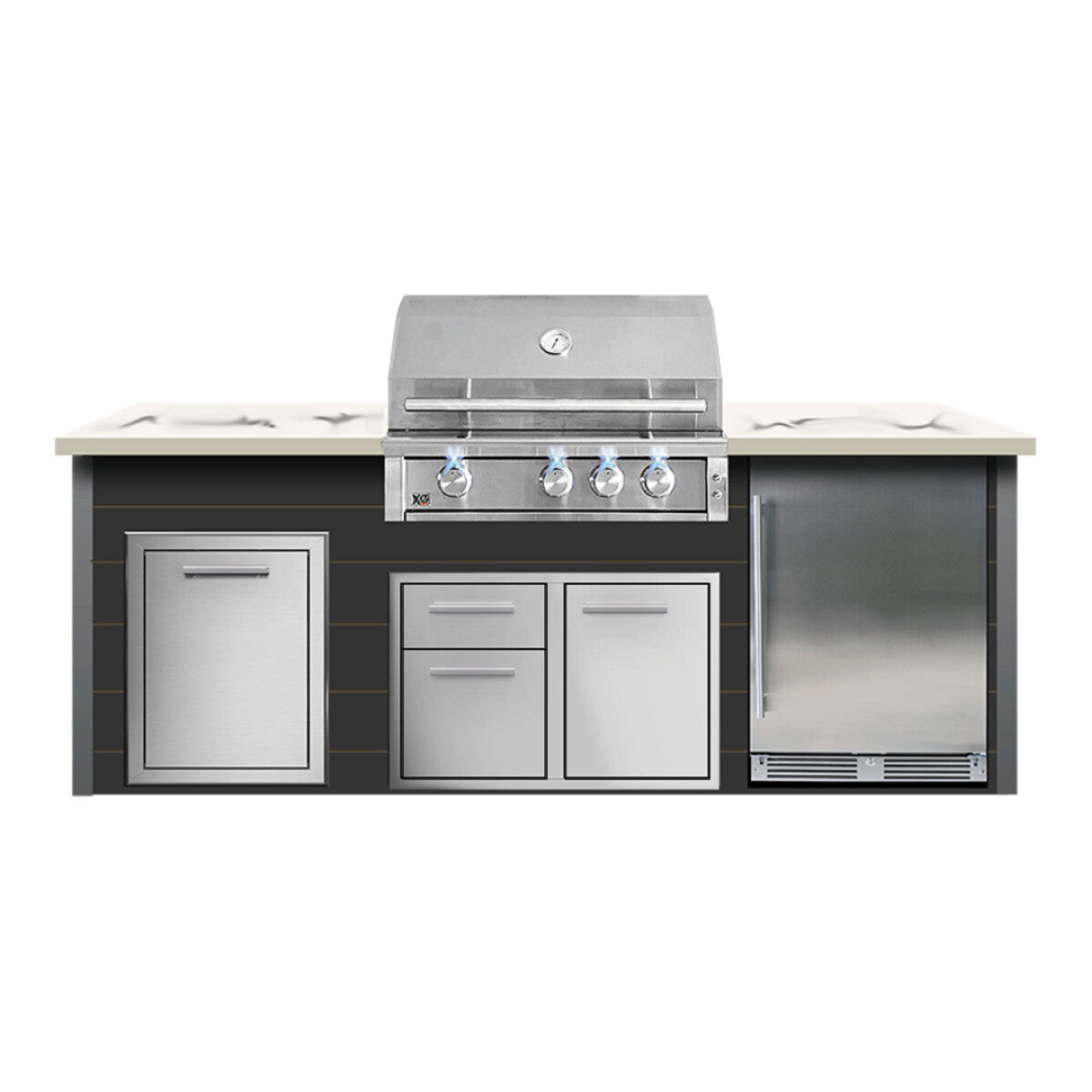 XO 32" XLT Designer Modular BBQ Island, Black (Appliances Included)