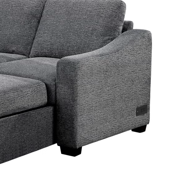 Coddle Aria Fabric Sleeper Sofa with Reversible Chaise and Storage, Gray