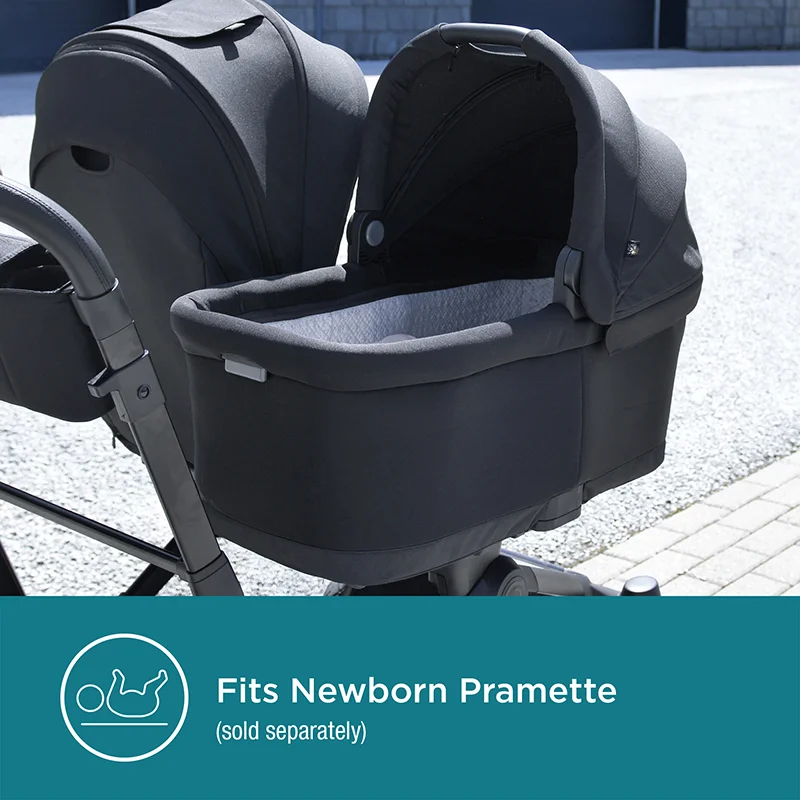 Contours Element Side-by-Side Convertible Toddler and Baby Stroller Single-to-Double, Reversible Seating Options, Infant Seat Compatible, UPF 50 Sun Canopy, Stealth Black