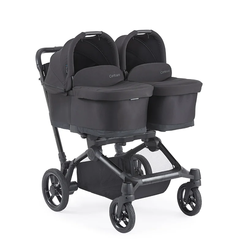 Contours Element Side-by-Side Convertible Toddler and Baby Stroller Single-to-Double, Reversible Seating Options, Infant Seat Compatible, UPF 50 Sun Canopy, Stealth Black