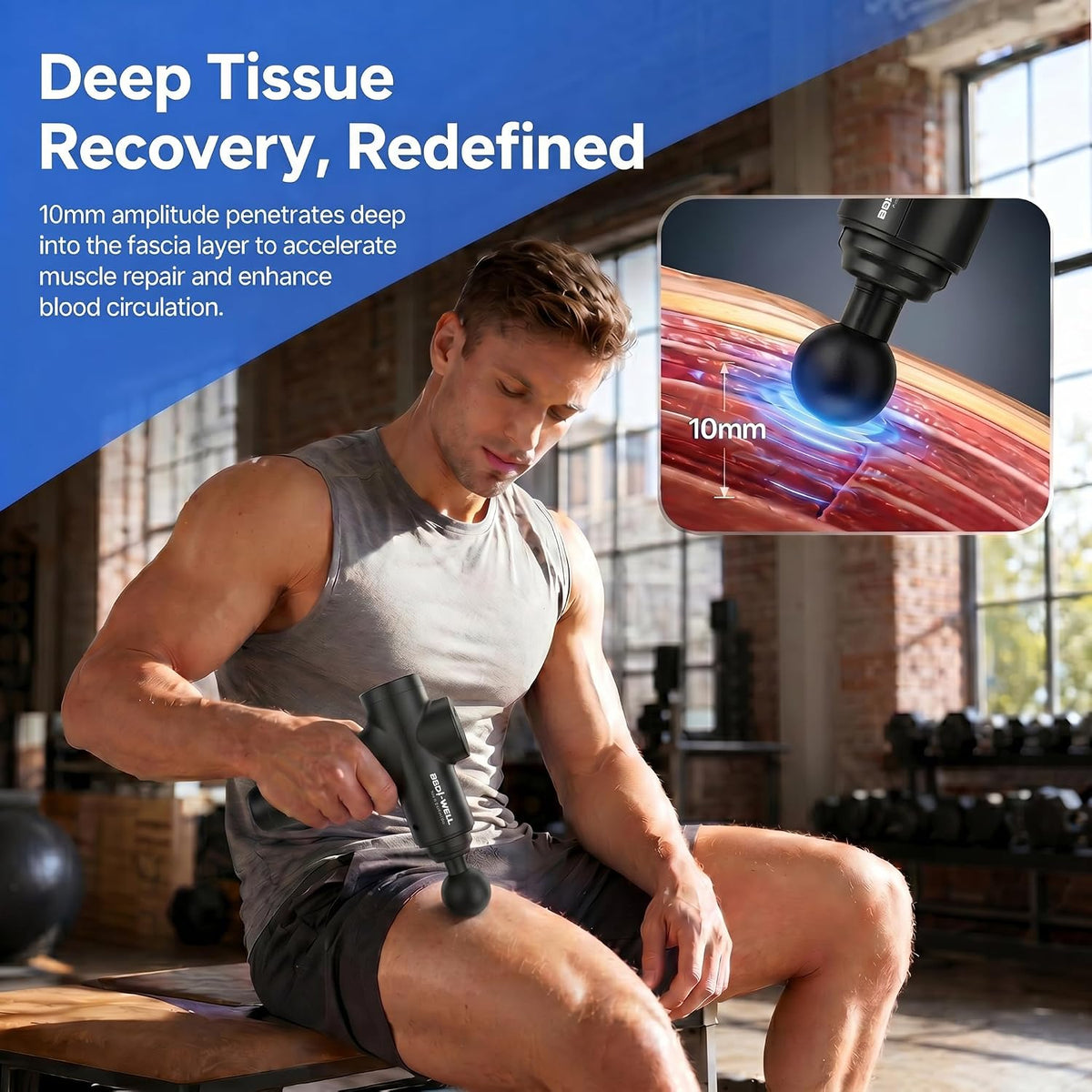 Bodi-Well Massage Gun Deep Tissue Back Muscle Massager, Black