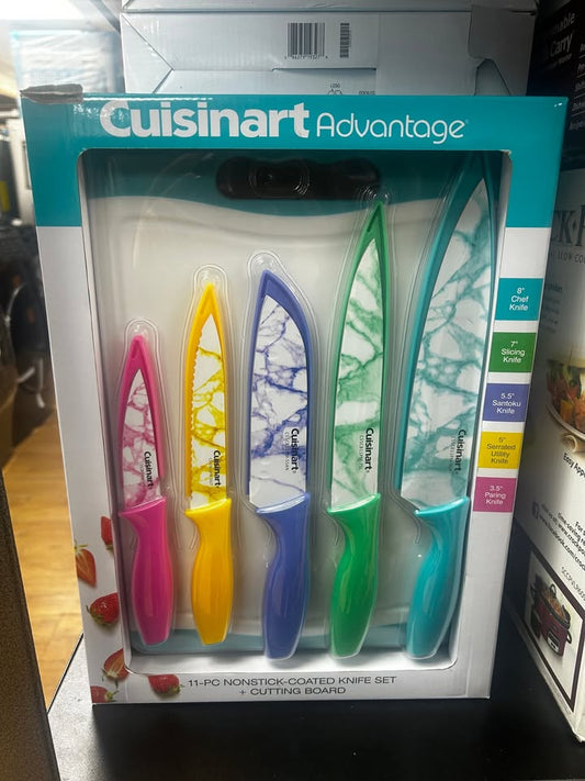 Cuisinart C55CB-11PM Advantage Cutlery 11-Piece Marble Knife Cutting Board and Knive Set, Multi-Color