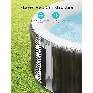EVAJOY Inflatable Hot Tub with Built-in LED, Electric Heater Pump, 140 Air Jets, Brown