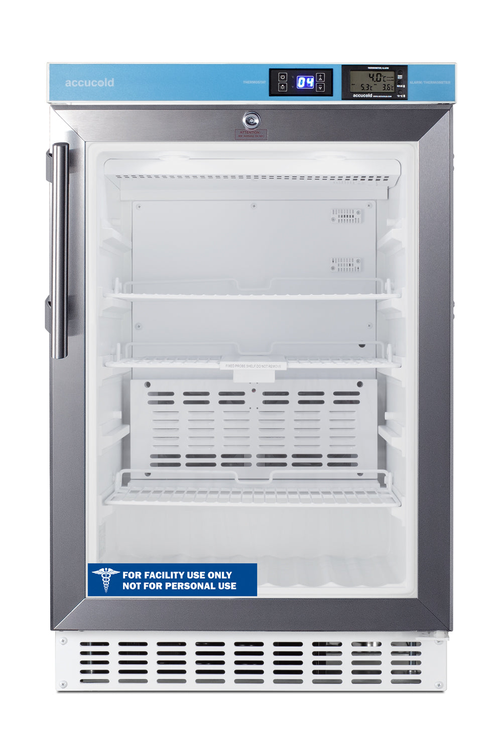 Summit ACR46GL 20" 2.65 cu. ft. Built-In Pharmacy All-Refrigerator, ADA Compliant, Glass/Stainless Steel