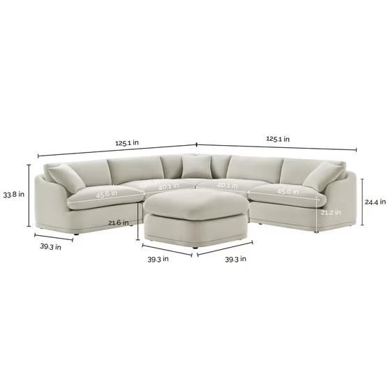 Aiden & Ivy Hartley 6-piece Fabric Modular Sectional, Beige