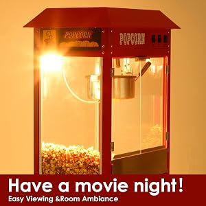 Takywep Commercial Popcorn Maker Machine with Cart and 10 Oz Kettle, Red