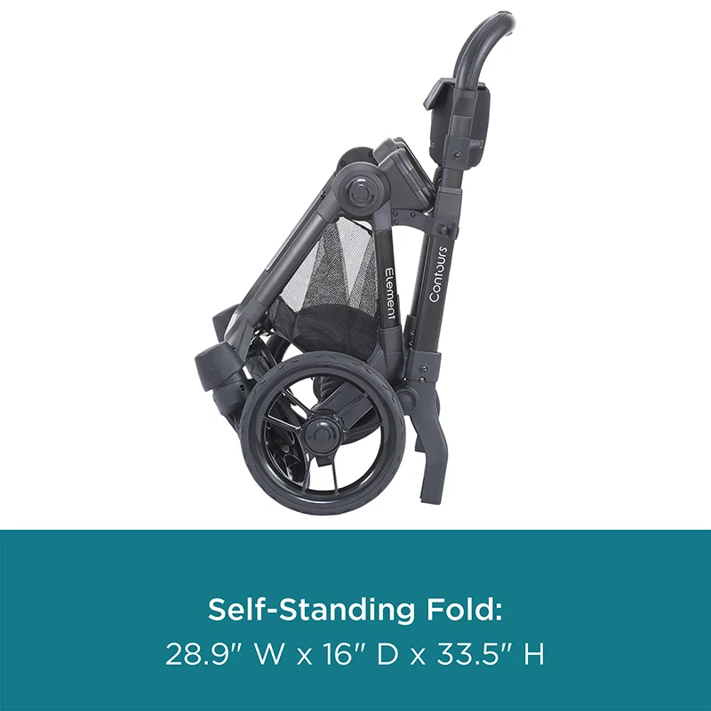 Contours Element Side-by-Side Convertible Toddler and Baby Stroller Single-to-Double, Reversible Seating Options, Infant Seat Compatible, UPF 50 Sun Canopy, Stealth Black