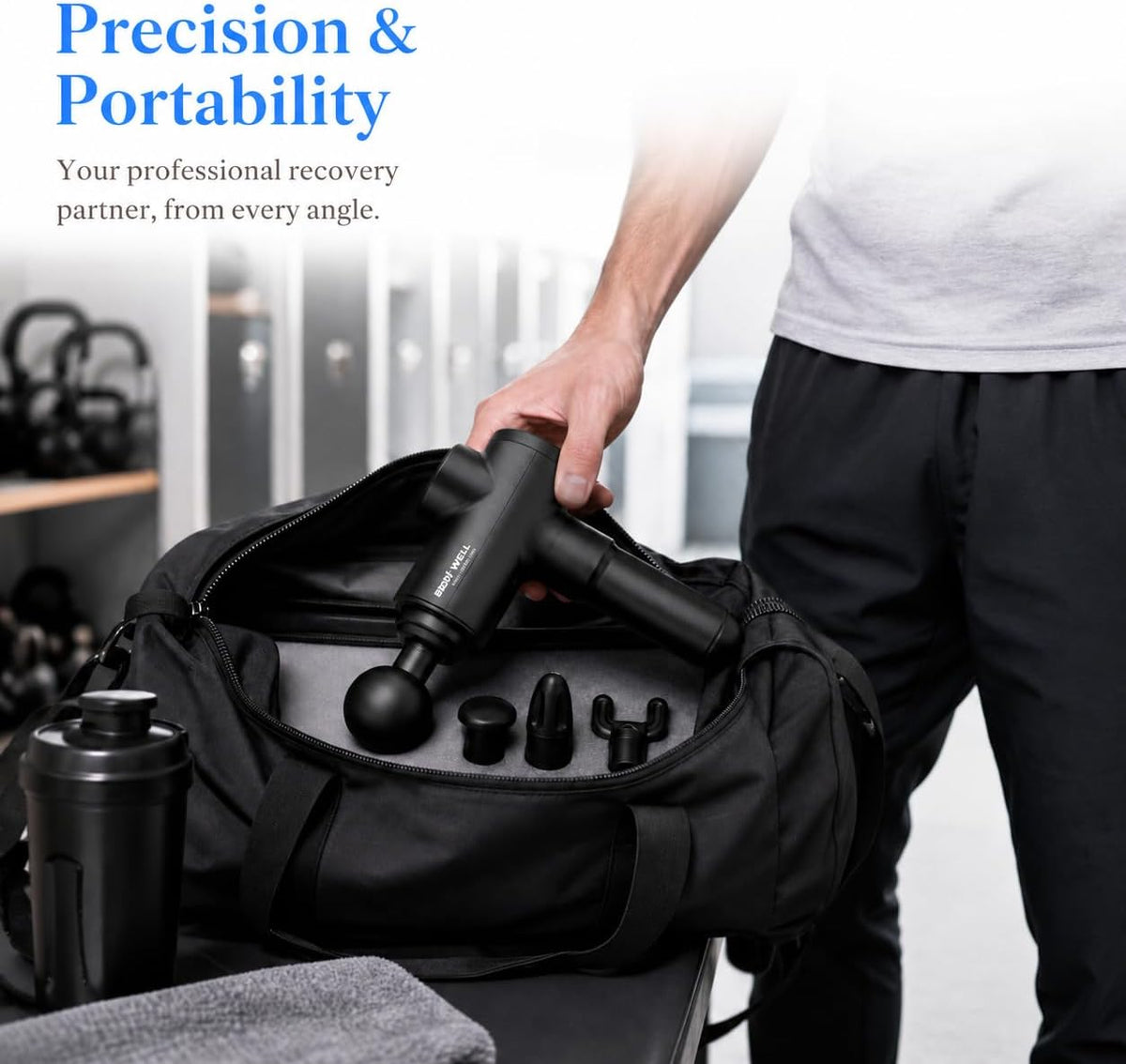 Bodi-Well Massage Gun Deep Tissue Back Muscle Massager, Black