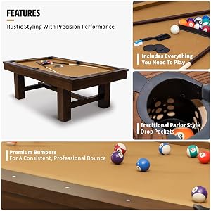 EastPoint Sports Dayton 96-Inch Pool Table, Beige