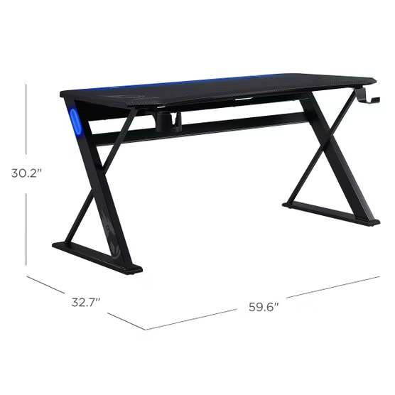 DPS 60" Radius Gaming Desk, Black