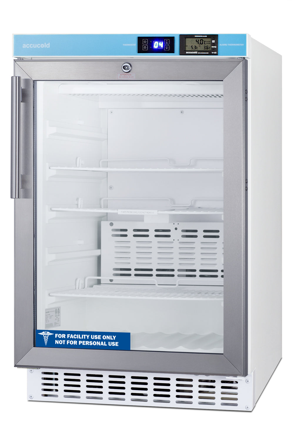 Summit ACR46GL 20" 2.65 cu. ft. Built-In Pharmacy All-Refrigerator, ADA Compliant, Glass/Stainless Steel