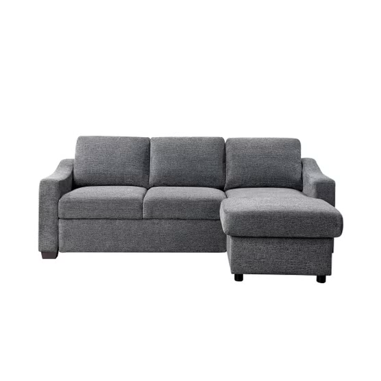 Coddle Aria Fabric Sleeper Sofa with Reversible Chaise and Storage, Gray