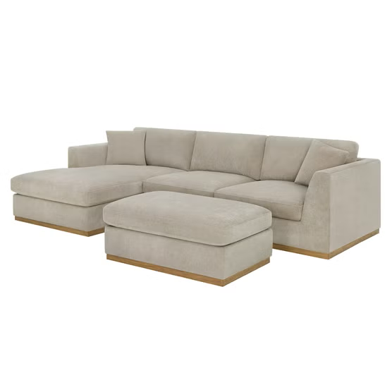 Henredon Caley Reversible Sofa Chaise with Ottoman, Beige
