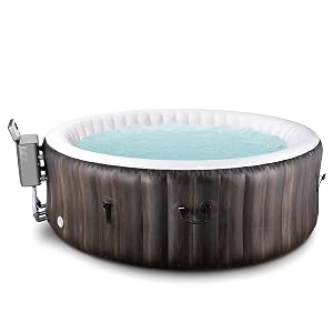 EVAJOY Inflatable Hot Tub with Built-in LED, Electric Heater Pump, 140 Air Jets, Brown