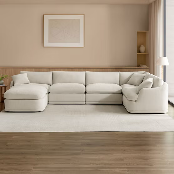 Aiden & Ivy Hartley 6-piece Fabric Modular Sectional, Beige