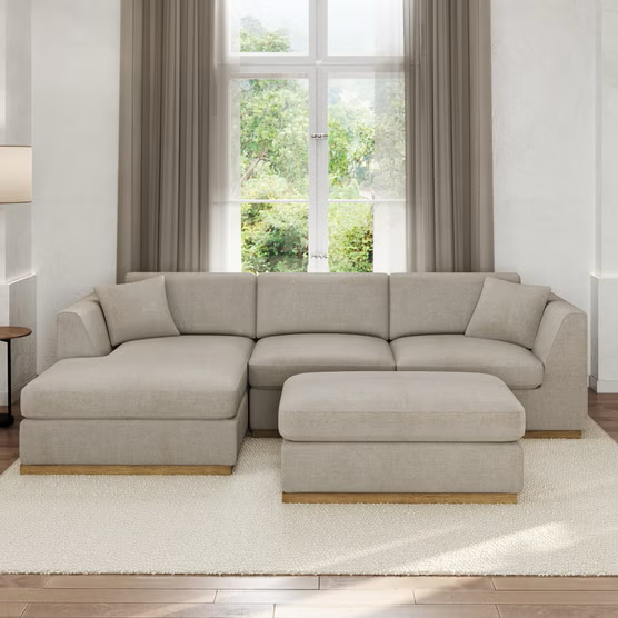 Henredon Caley Reversible Sofa Chaise with Ottoman, Beige