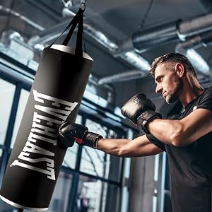 Everlast Core Premium Durable Poly Canvas Training Heavy Bag with Reinforced Nylon Straps and D Rings for Boxing and Fitness Workouts, Black