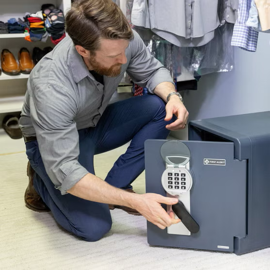 First Alert 0.94 cu. ft. Digital Ready-Seal Waterproof Fire Resistant Safe, Blue