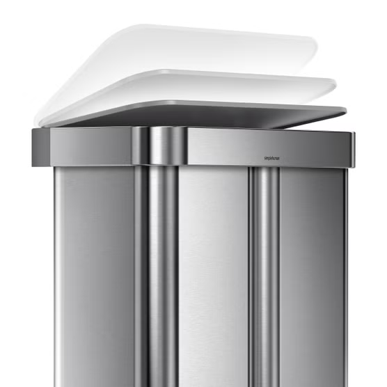 Simplehuman CW2209 58L Dual Compartment Step Can with Plastic Lid, Stainless Steel