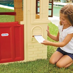 Little Tikes Cape Cottage Playhouse with Working Door, Windows, and Shutters, Tan/Red