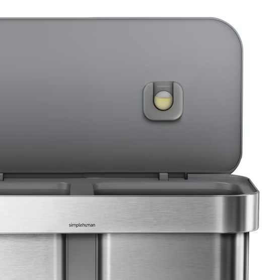 Simplehuman CW2209 58L Dual Compartment Step Can with Plastic Lid, Stainless Steel