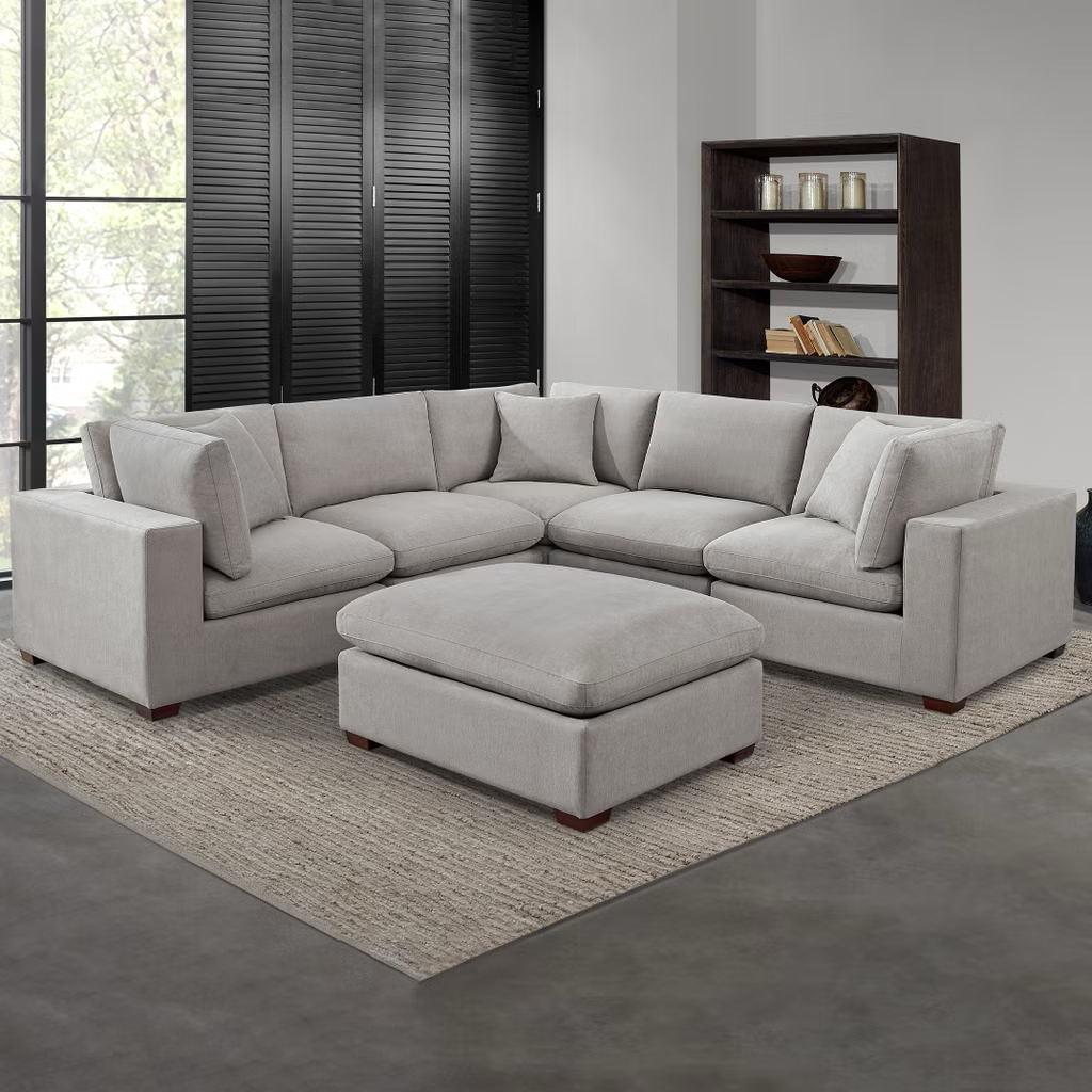 Thomasville Lowell 6-Piece Modular Fabric Sectional, White