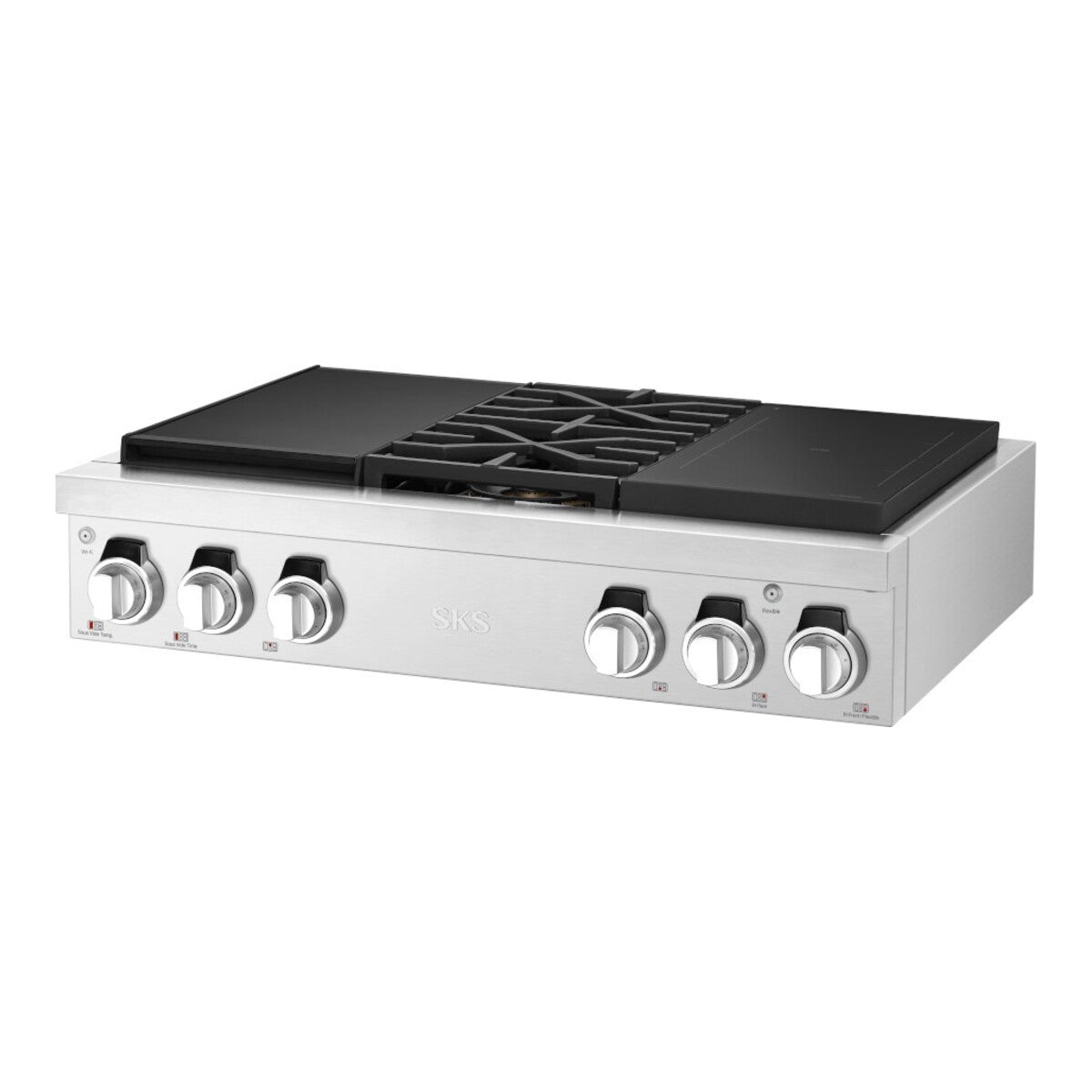 SKS SKSRT360SIS 36" Dual-Fuel Pro Rangetop with Sous Vide and Induction, Stainless Steel