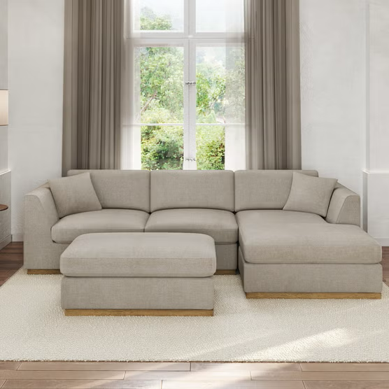 Henredon Caley Reversible Sofa Chaise with Ottoman, Beige