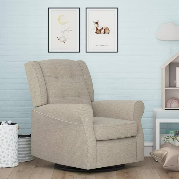 Baby Relax Eden Nursery Tufted Wingback Gliding Chair, Cream