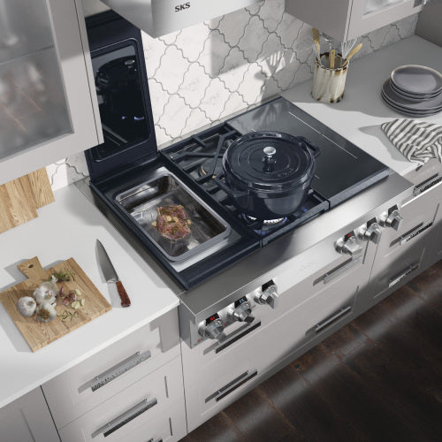 SKS SKSRT360SIS 36" Dual-Fuel Pro Rangetop with Sous Vide and Induction, Stainless Steel