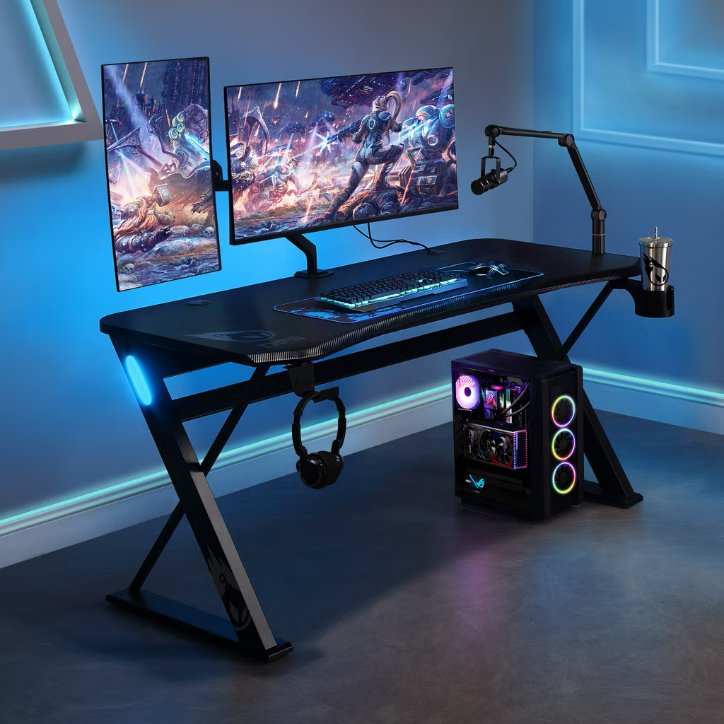 DPS 60" Radius Gaming Desk, Black