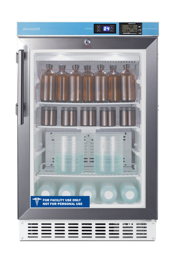 Summit ACR46GL 20" 2.65 cu. ft. Built-In Pharmacy All-Refrigerator, ADA Compliant, Glass/Stainless Steel