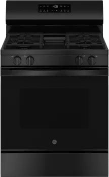 GE - GGF400PVBB - 400 Series 30 Inch Freestanding Gas Smart Range with 4 Sealed Burners, 5.3 cu. ft. Oven Capacity, Power Boil™ Burner, Storage Drawer, SmartHQ™, Enhance Shabbos Mode Built In, and Self & Steam Clean: Black