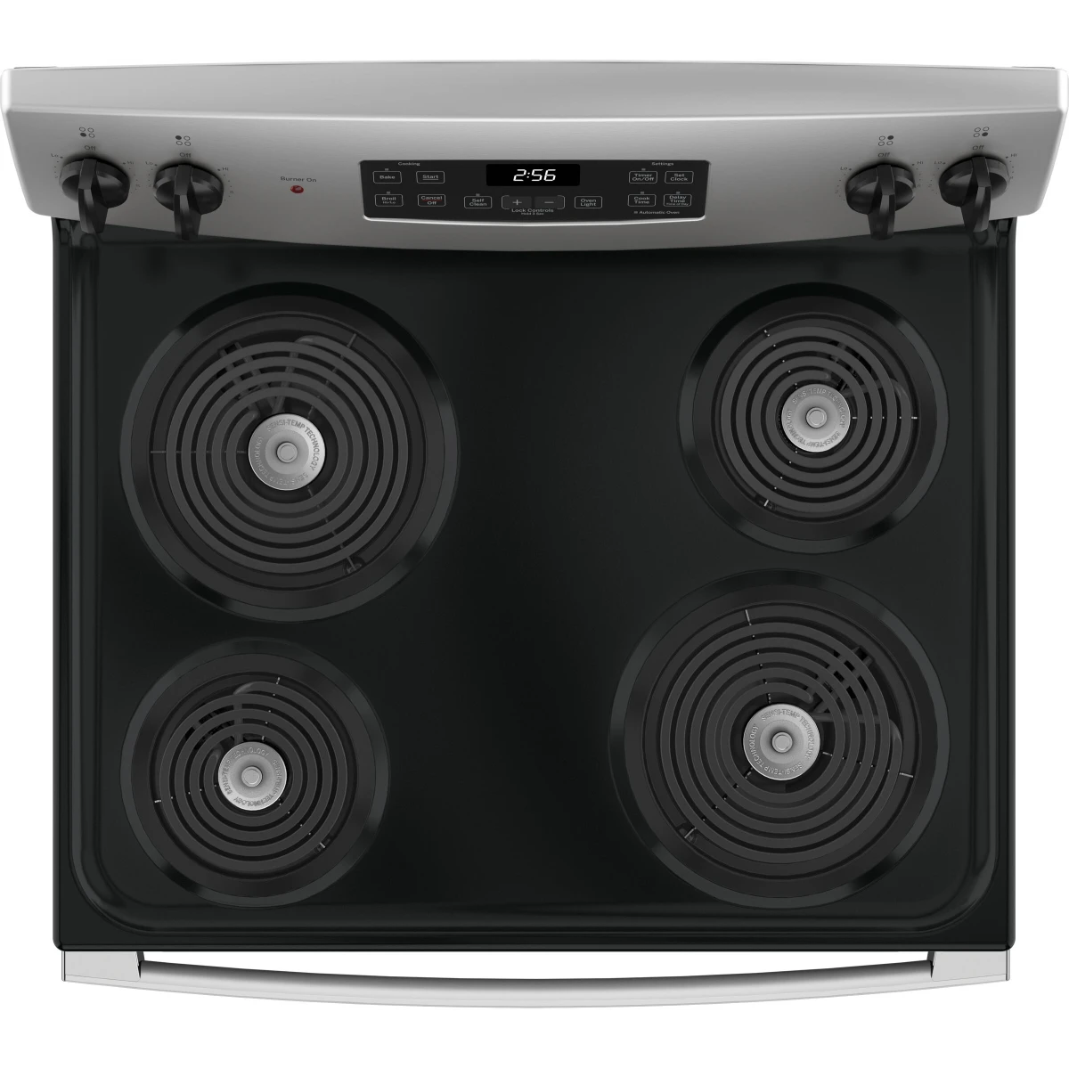 GE - JB256RTSS - 30 Inch Freestanding Electric Range with 4 Coil Burners, 5.0 cu. ft. Oven Capacity, Storage Drawer, Sensi-Temp Technology, Dual-Element Bake, Sabbath Mode, and Self-Clean: Stainless Steel