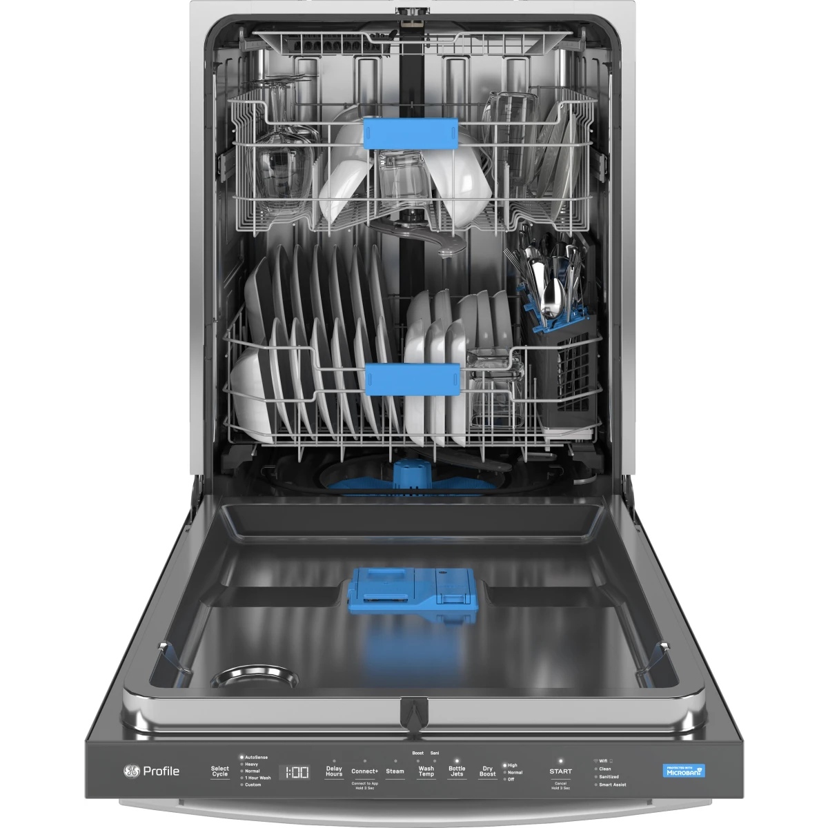 GE Profile - PDT715SYVFS - 24 Inch Fully Integrated Smart Dishwasher with 16 Place Settings, 44 dBA, 6 Wash Cycles, 3rd Rack, Dry Boost, Steam+Sani, and Microban Antimicrobial Technology