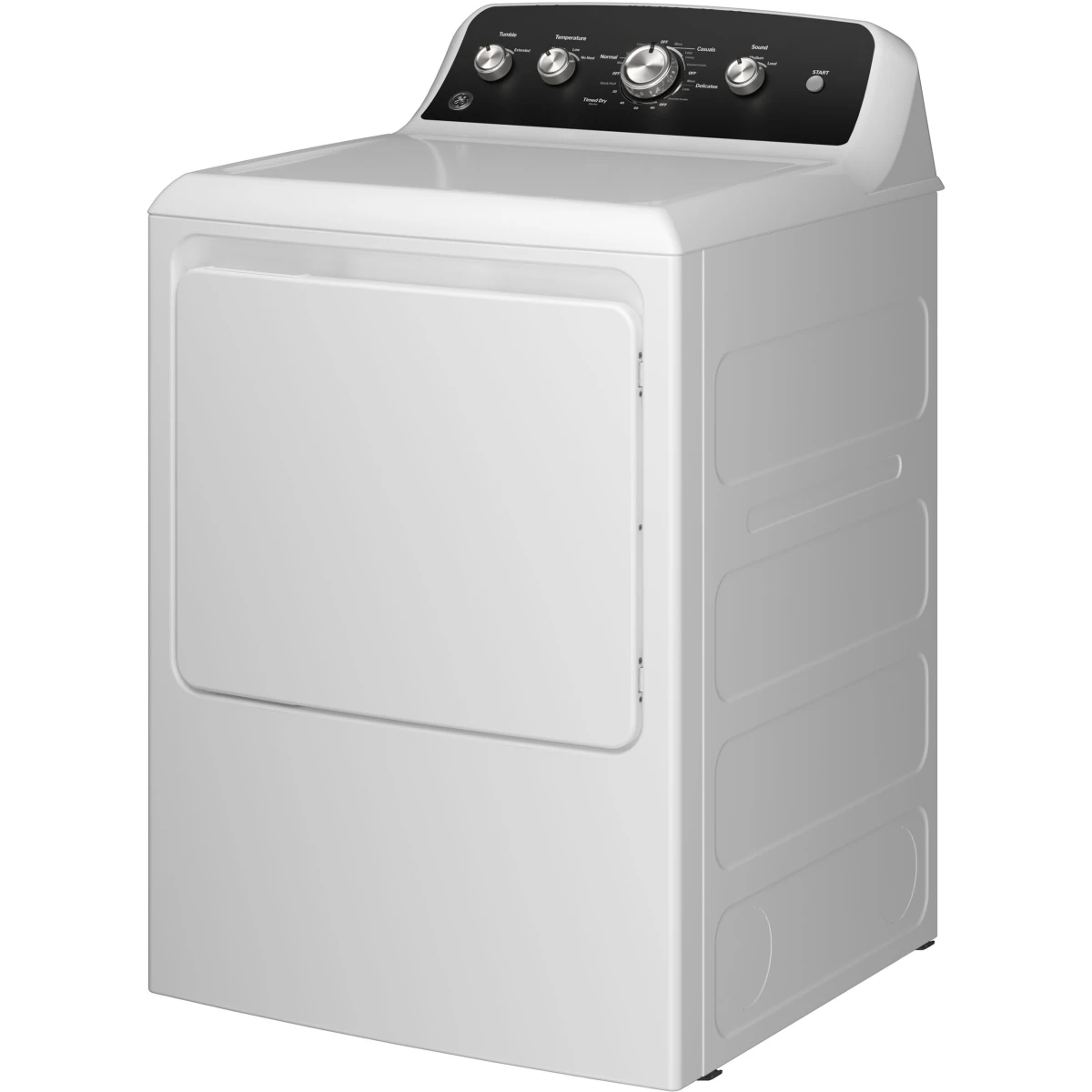 GE - GTD48EASWWB - 27 Inch Top Load Electric Dryer with 7.2 cu ft Capacity, Auto Dry, Powerful Venting, Large Diffuser, Aluminized Drum, Reversible Dryer Door, Shallow Depth Design and Up Front Lint Filter