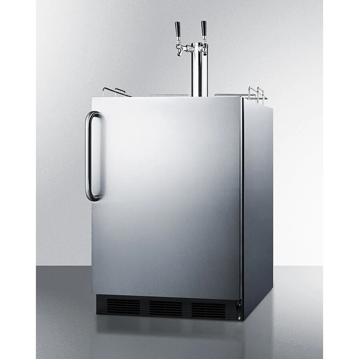 Summit Commercial Series - SBC58BLBICSSADA - 24 Inch Built-In Commercial Kegerator with 5.5 Cu. Ft. Capacity, Dual Tap System, Complete Tap Kit, Adjustable Thermostat, Interior Light, Stainless Steel Floor Cover, Automatic Defrost, CARB Compliant,