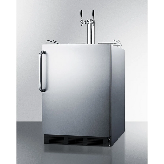 Summit Commercial Series - SBC58BLBICSSADA - 24 Inch Built-In Commercial Kegerator with 5.5 Cu. Ft. Capacity, Dual Tap System, Complete Tap Kit, Adjustable Thermostat, Interior Light, Stainless Steel Floor Cover, Automatic Defrost, CARB Compliant,