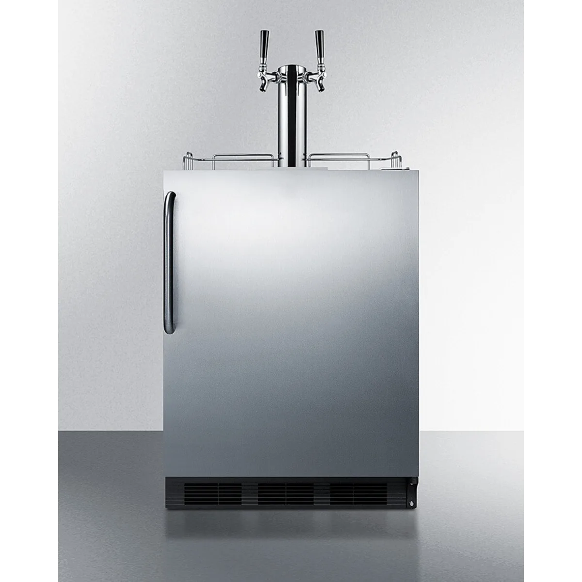 Summit Commercial Series - SBC58BLBICSSADA - 24 Inch Built-In Commercial Kegerator with 5.5 Cu. Ft. Capacity, Dual Tap System, Complete Tap Kit, Adjustable Thermostat, Interior Light, Stainless Steel Floor Cover, Automatic Defrost, CARB Compliant,