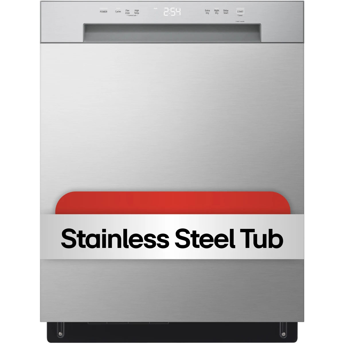 LG - LDFC2423V - 24 Inch Full Console Dishwasher with 15 Place Settings, 52 dBA, 5 Wash Cycles, Nylon Coated Racks, Dynamic Dry™, and ENERGY STAR® Qualified: Stainless Steel Look