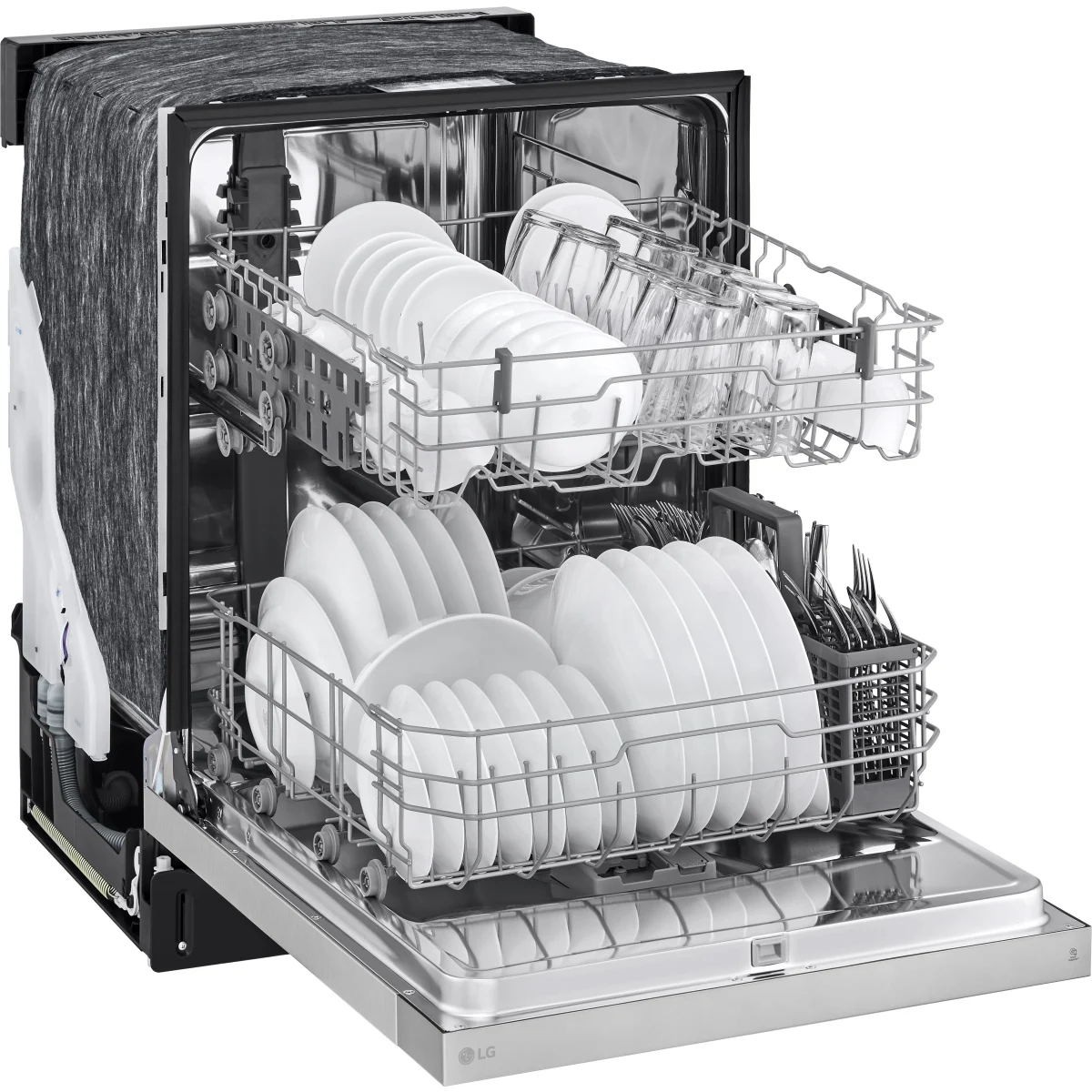 LG - LDFC2423V - 24 Inch Full Console Dishwasher with 15 Place Settings, 52 dBA, 5 Wash Cycles, Nylon Coated Racks, Dynamic Dry™, and ENERGY STAR® Qualified: Stainless Steel Look