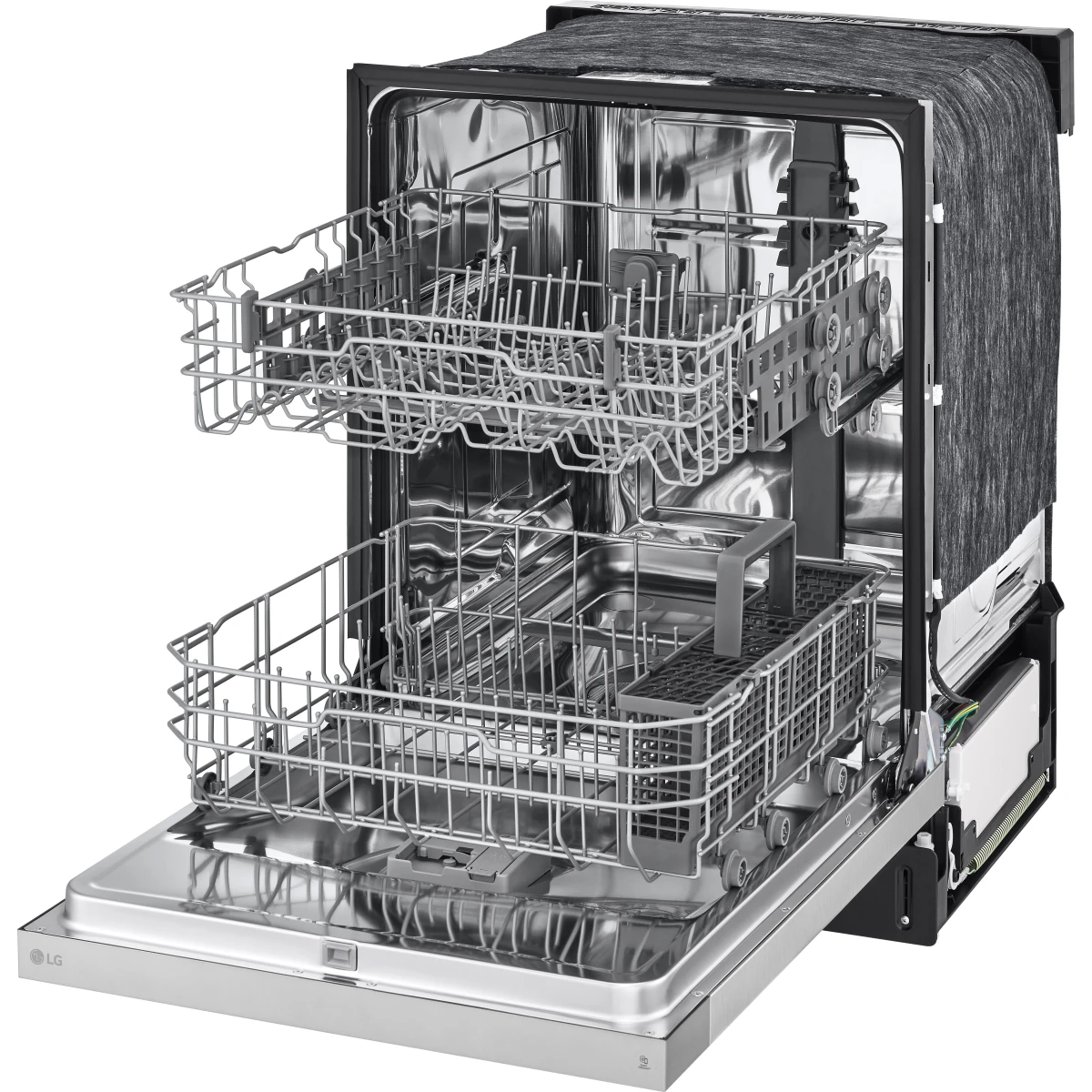 LG - LDFC2423V - 24 Inch Full Console Dishwasher with 15 Place Settings, 52 dBA, 5 Wash Cycles, Nylon Coated Racks, Dynamic Dry™, and ENERGY STAR® Qualified: Stainless Steel Look