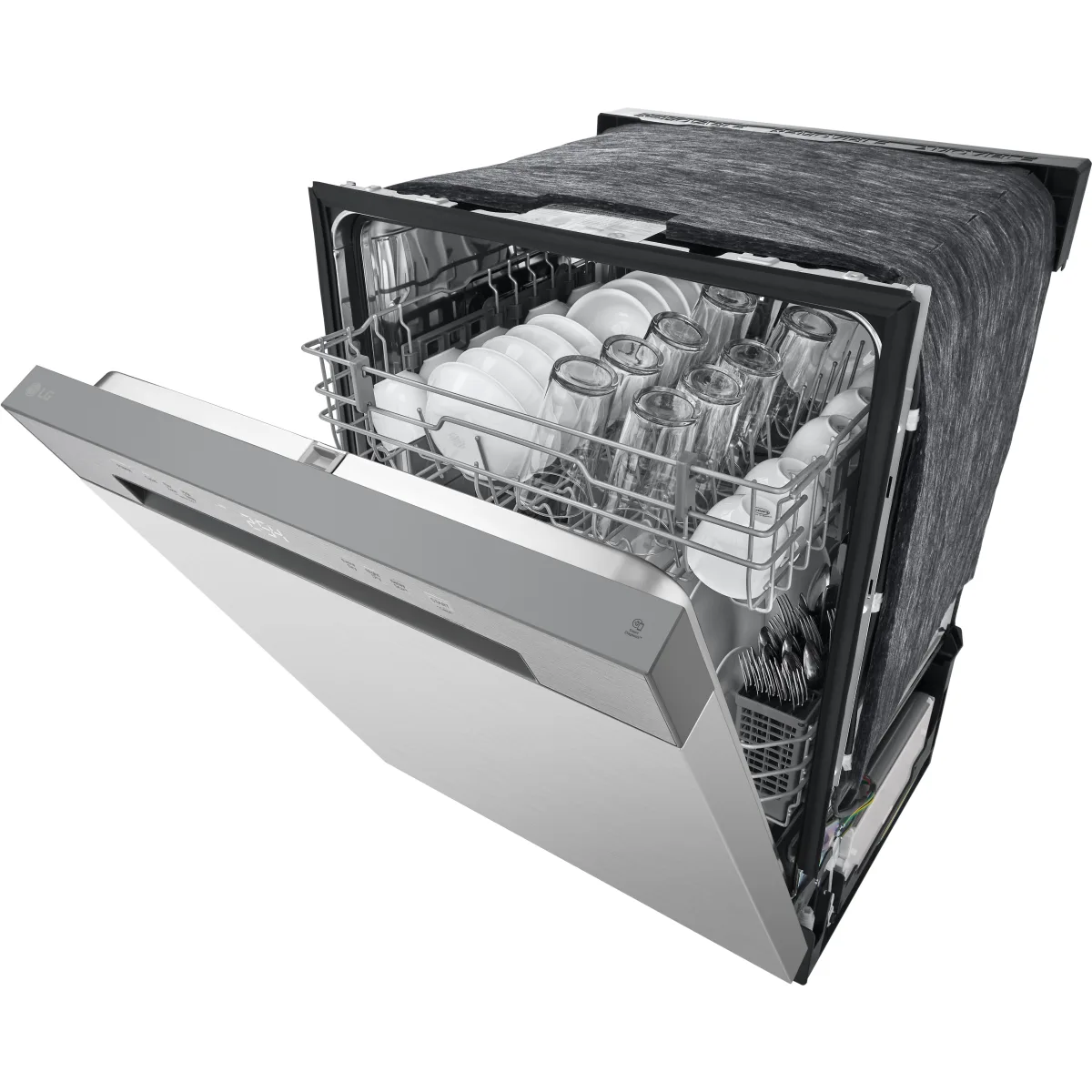 LG - LDFC2423V - 24 Inch Full Console Dishwasher with 15 Place Settings, 52 dBA, 5 Wash Cycles, Nylon Coated Racks, Dynamic Dry™, and ENERGY STAR® Qualified: Stainless Steel Look