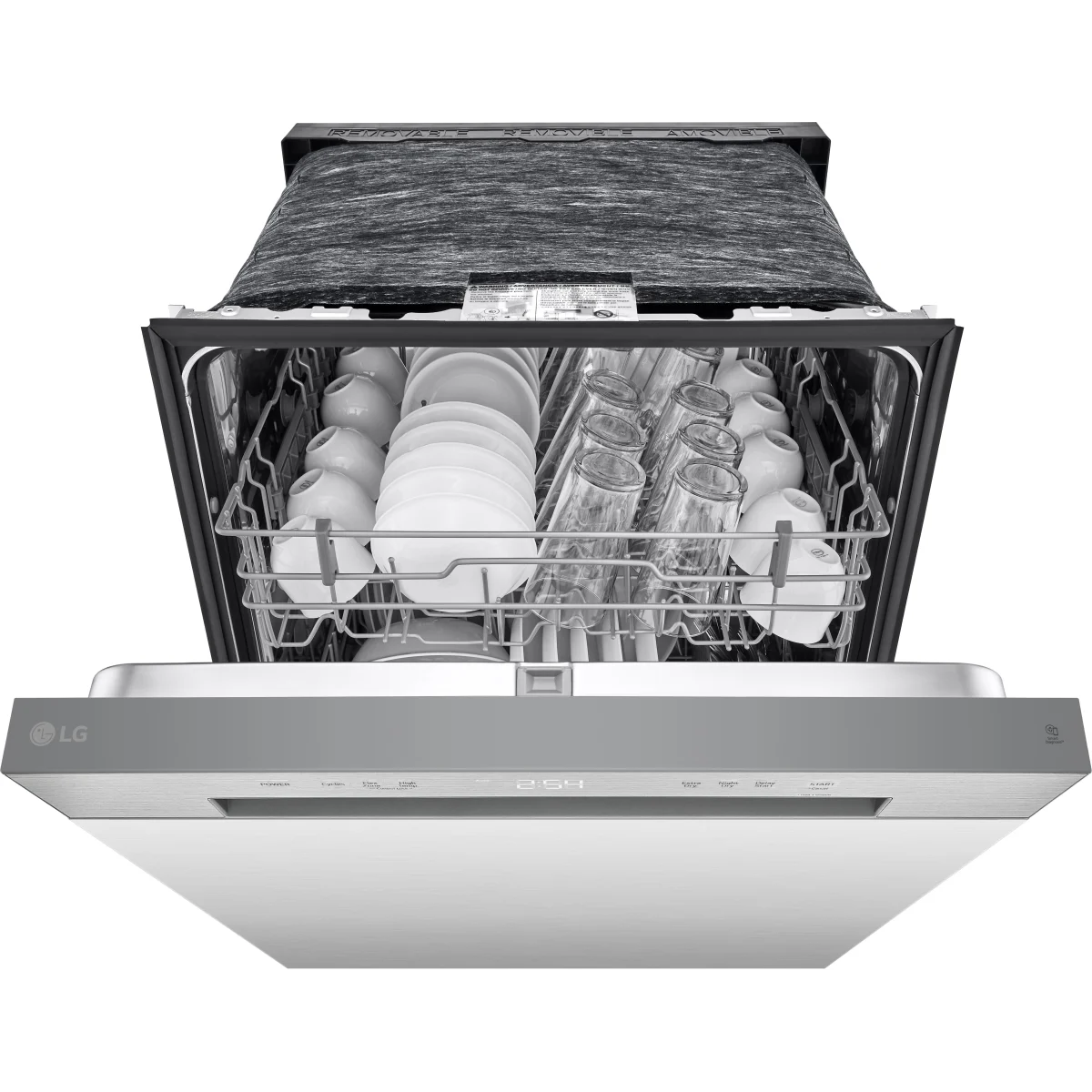 LG - LDFC2423V - 24 Inch Full Console Dishwasher with 15 Place Settings, 52 dBA, 5 Wash Cycles, Nylon Coated Racks, Dynamic Dry™, and ENERGY STAR® Qualified: Stainless Steel Look